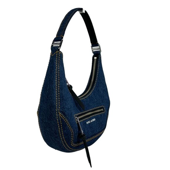 NEW Marc Jacobs Denim Cruiser Crescent Satchel Shoulder Bag Blue Handbag Purse - Picture 5 of 5